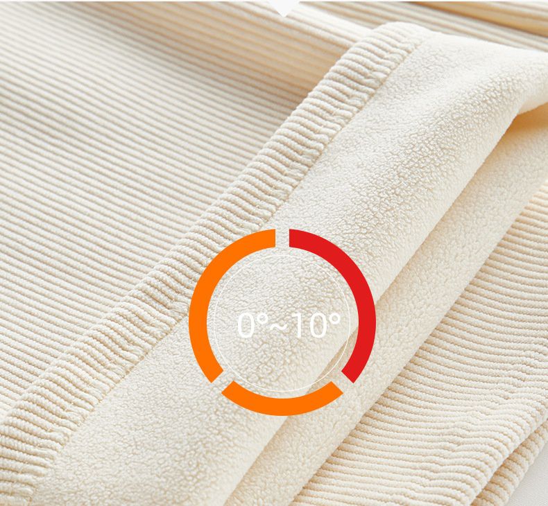 加絨暖暖腰鬆緊闊腿長褲-杏色