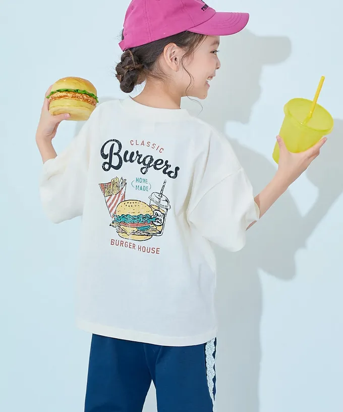 日本 devirock - 100%棉 定番印花短袖上衣-企鵝排列-紫羅蘭