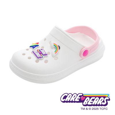 韓國 Care Bears - 彩虹熊 童鞋 園丁洞洞鞋 CBKG59959-輕量Q彈，穿脫方便-白-(中大童段)
