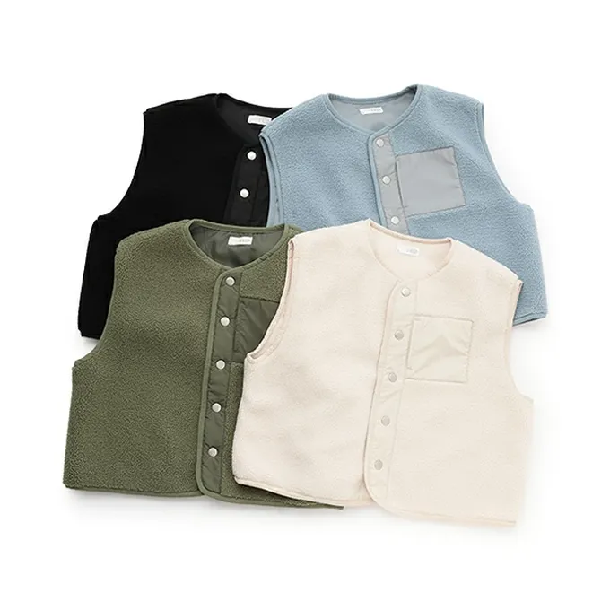 日本 b-ROOM - 可愛毛毛保暖背心-軍綠