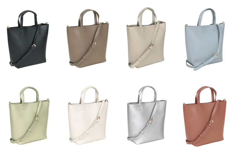 日本 polkapolka - [熱銷款] 輕量皮革肩肩背/手提托特包-煙燻粉