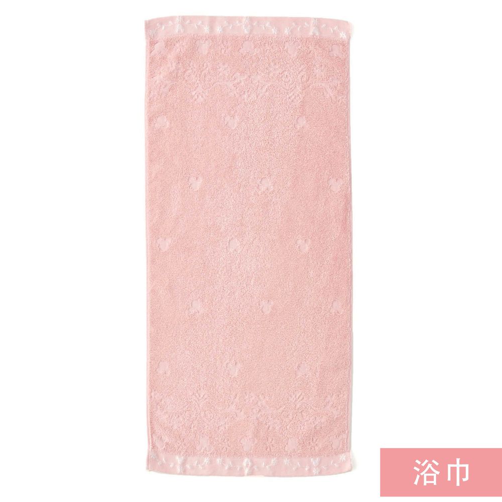 日本千趣會 - 日本製 迪士尼純棉今治浴巾-葉子刺繡-粉紅 (60x120cm)