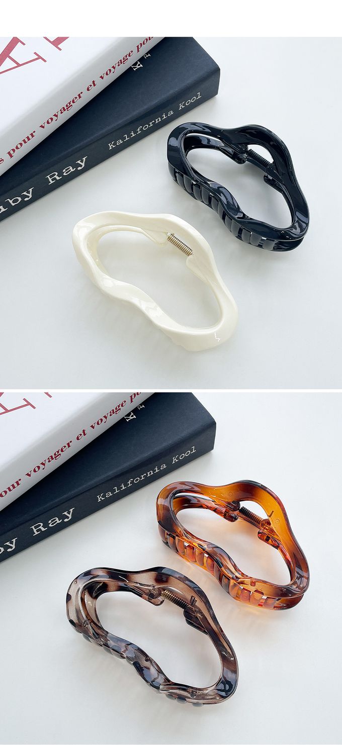 韓國 Soo&Soo - 鏤空波浪造型髮夾/抓夾-白