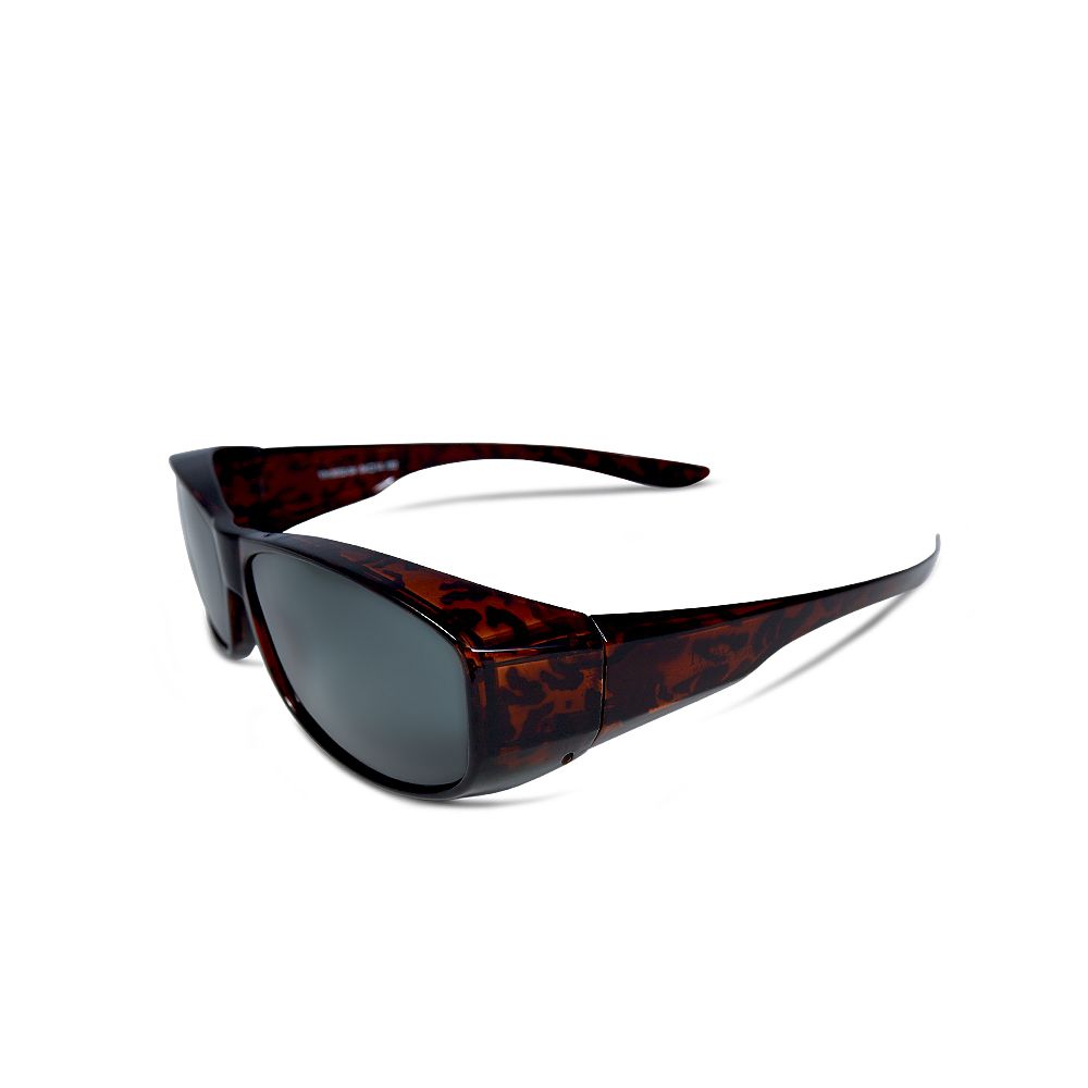 ALEGANT - 低調沙褐豹紋全罩式寶麗來偏光墨鏡│外掛式UV400太陽眼鏡包覆套鏡│車用太陽眼鏡│近視可戴外掛偏光墨鏡