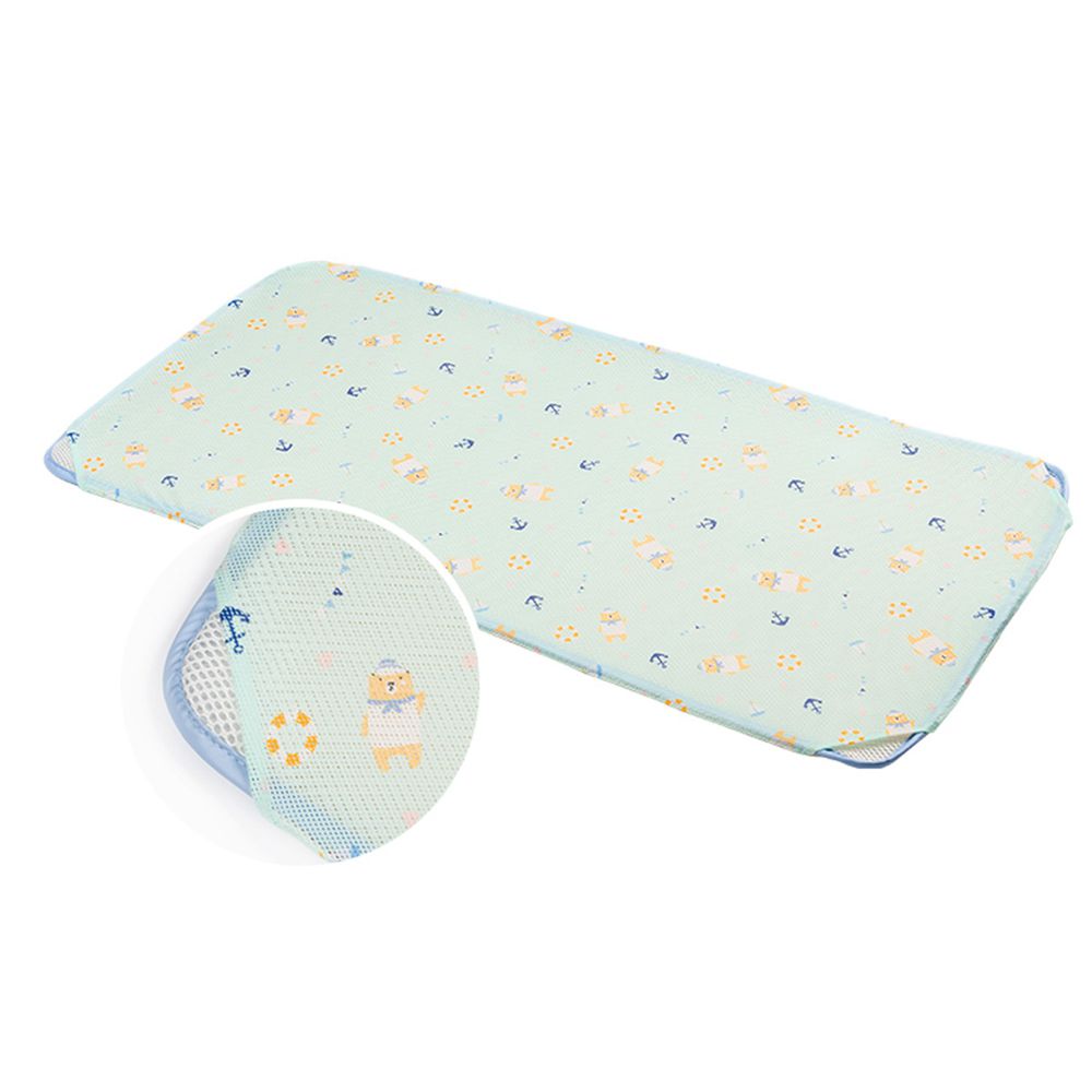 韓國 GIO Pillow - 智慧二合一有機棉超透氣排汗嬰兒床墊-水手熊藍 (XM號)