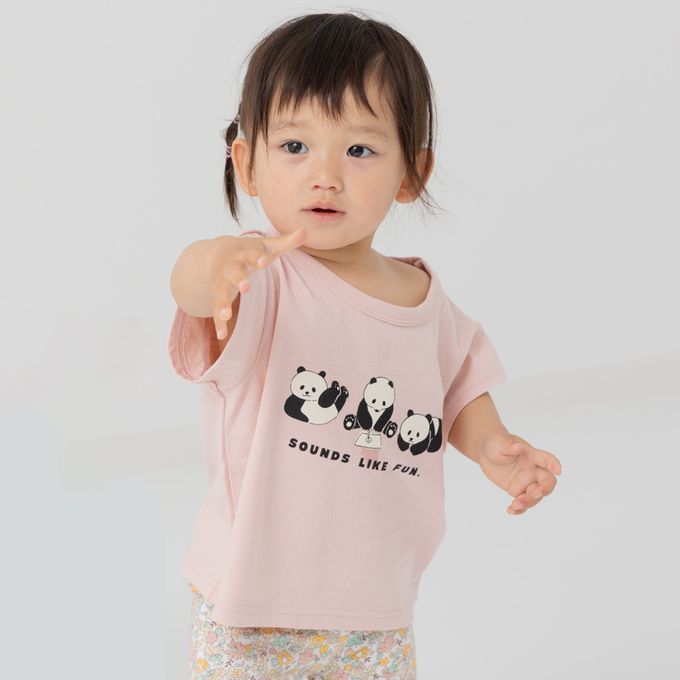 日本 Chil2 - 100%棉 可愛印花短袖上衣-渡假白熊-奶油白