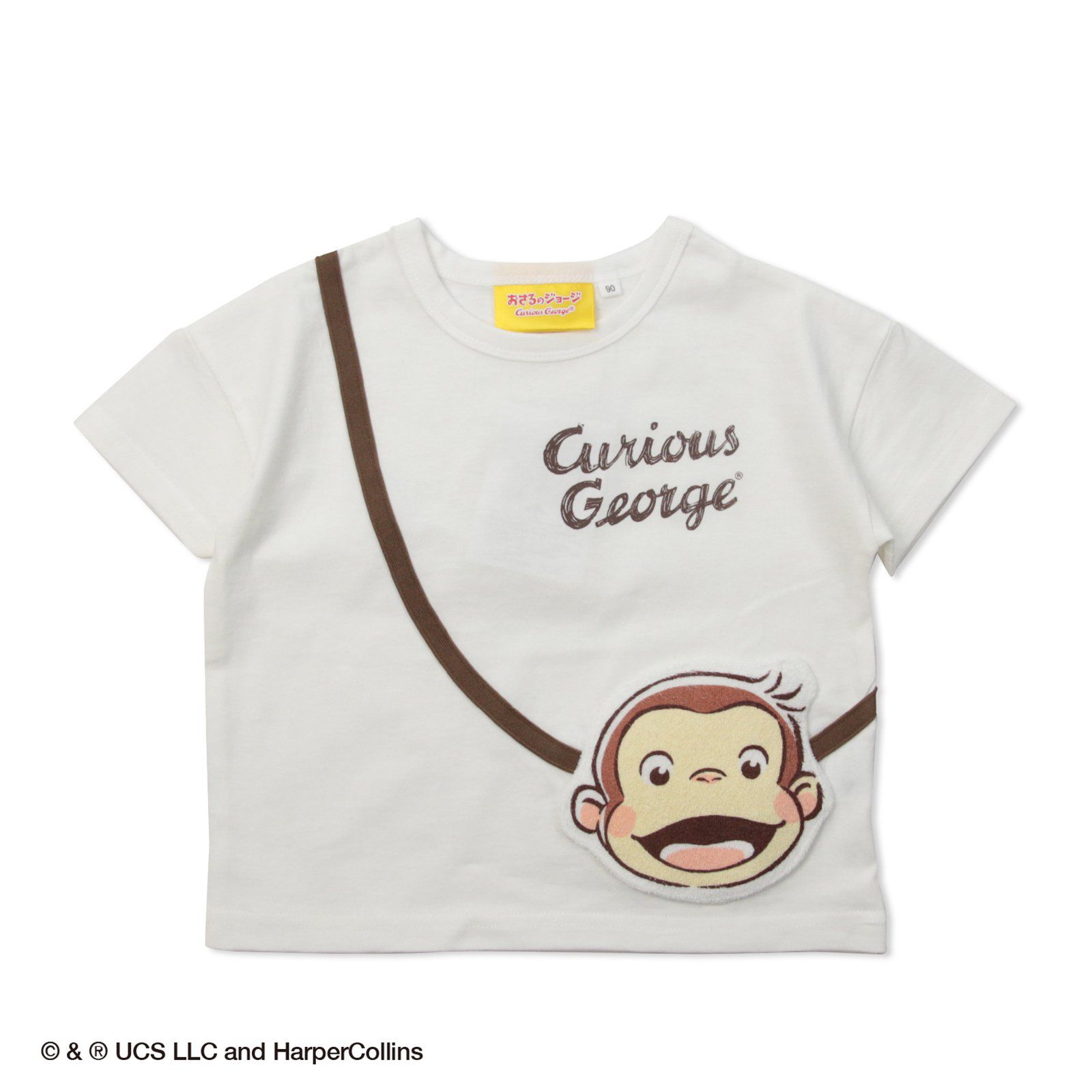 日本 Chil2 - 好奇猴聯名 印花短袖上衣-喬治笑臉-白