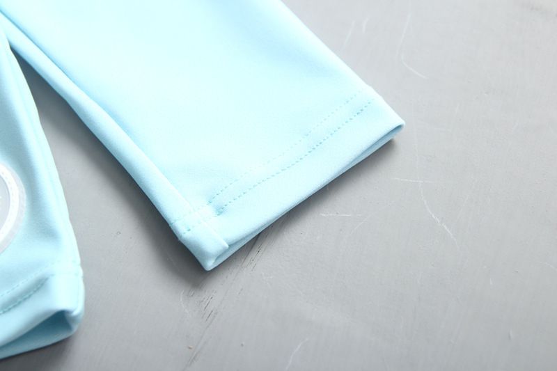 女寶長袖泳裝套裝(附帽子)-英文字母-淺藍色