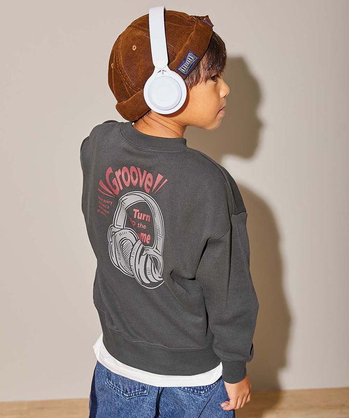 日本 devirock - 熱銷定番 印花縮口長袖上衣-URBAN BEAT-灰黑