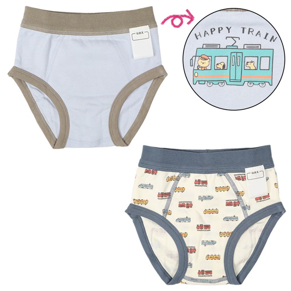 三角褲2件組-電車-淺藍色