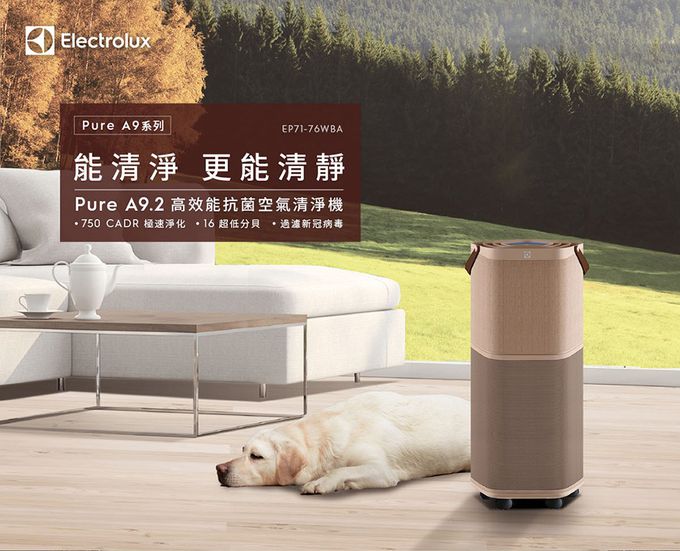 Electrolux 伊萊克斯 - 高效能抗菌空氣清淨機Pure A9.2(29坪內適用)-EP71-76WBA-奶茶棕