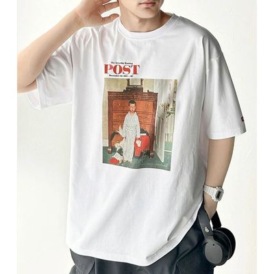 日本 Classical Elf - 設計師聯名 復古印花寬版T恤-聖誕節的真相-白