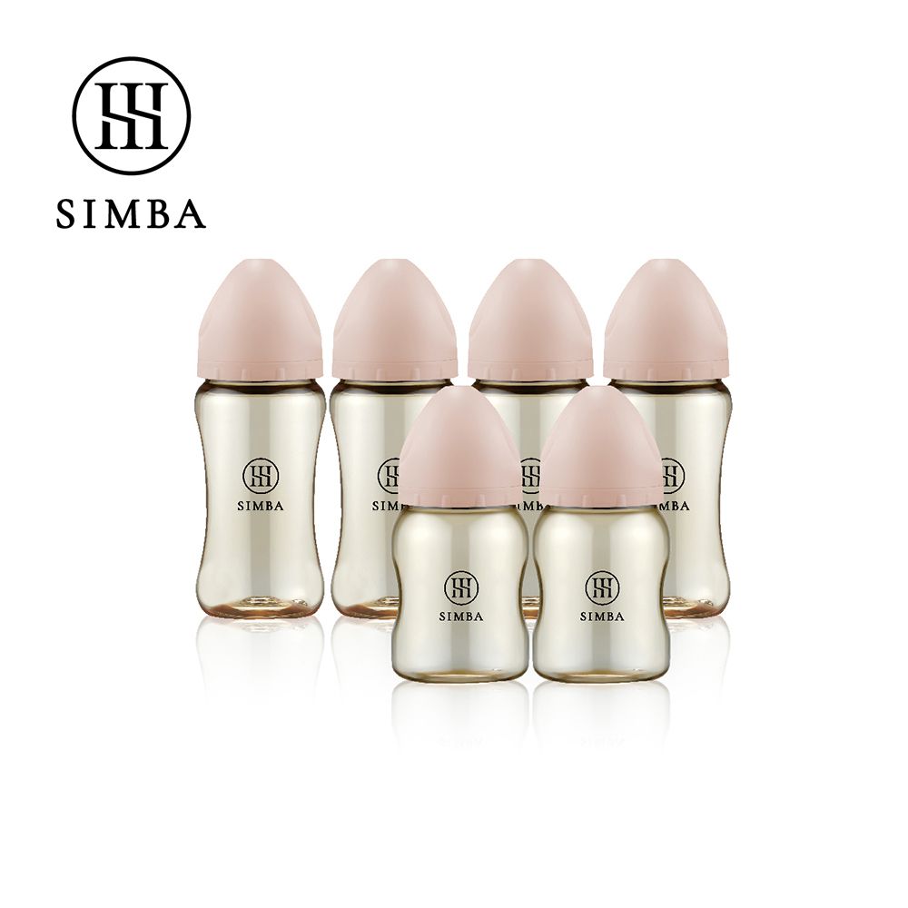 蘊蜜鉑金PPSU寬口防脹氣奶瓶(4中2小)-小流量新生適用-栗粉