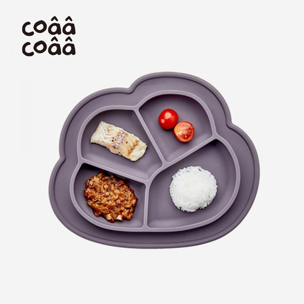 韓國 coaa-coaa - 雲朵造型吸盤式兒童矽膠防滑餐盤-羅蘭紫