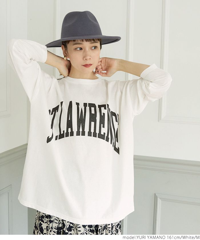 日本 COCA - 純棉英文印花長袖上衣-媽媽-白