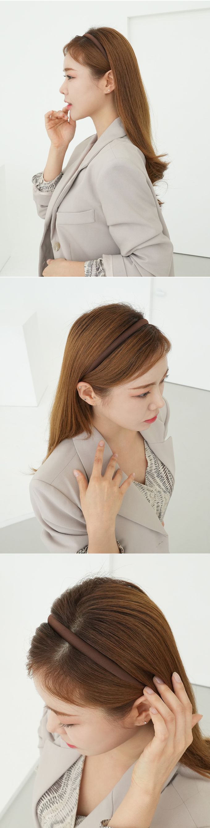 韓國 Soo&Soo - 迷漾復古秋冬款髮箍-駝 (約1.4cm)