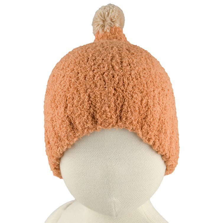 akachan honpo - 毛茸茸毛球針織帽-橘色