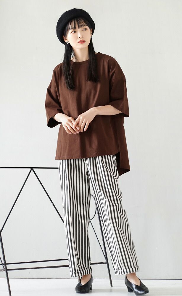 日本 zootie - 抗透汗 後開衩純棉長版短袖上衣-煙燻藍 (M-L)