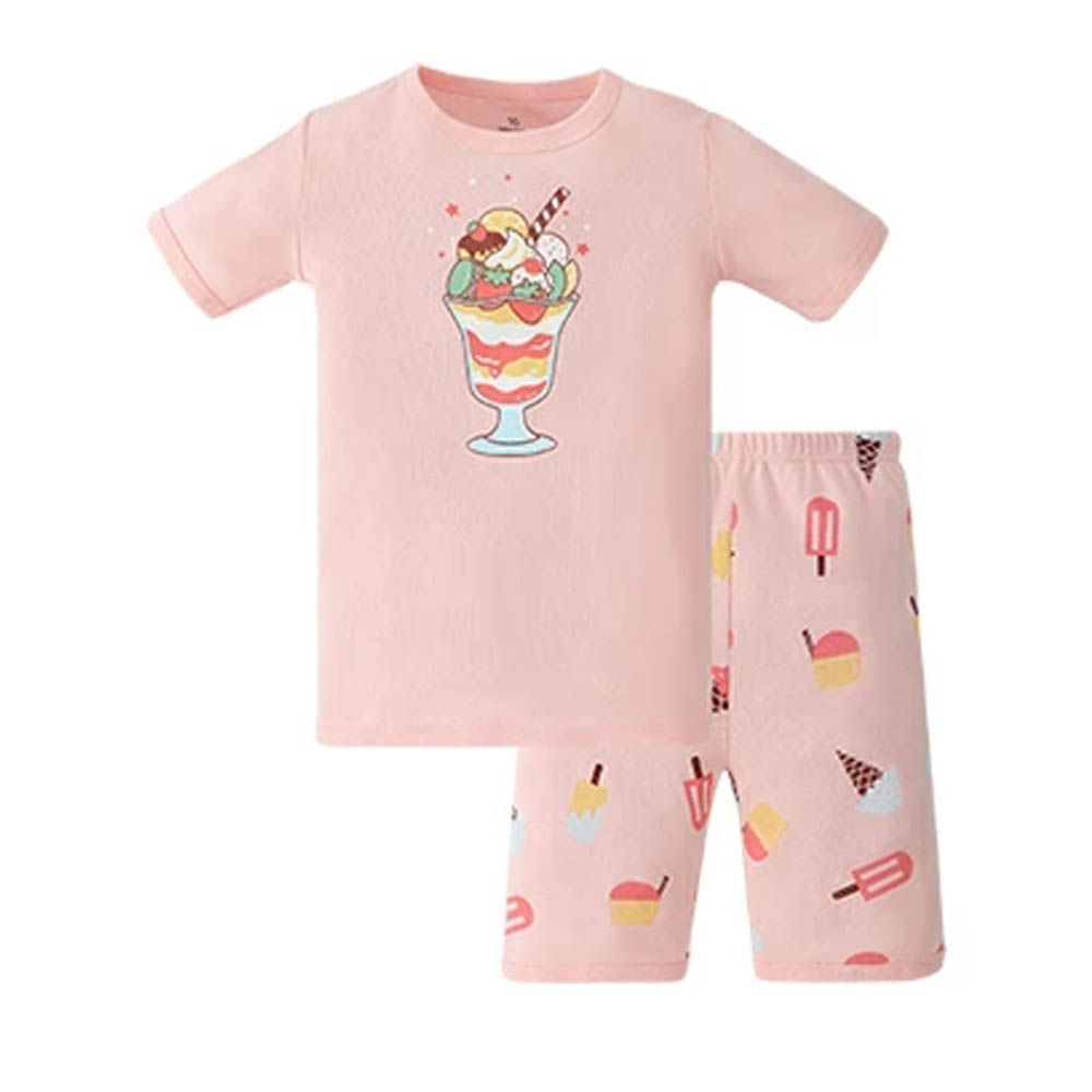 100%棉 舒適短袖睡衣/家居服-冰淇淋聖代-粉紅