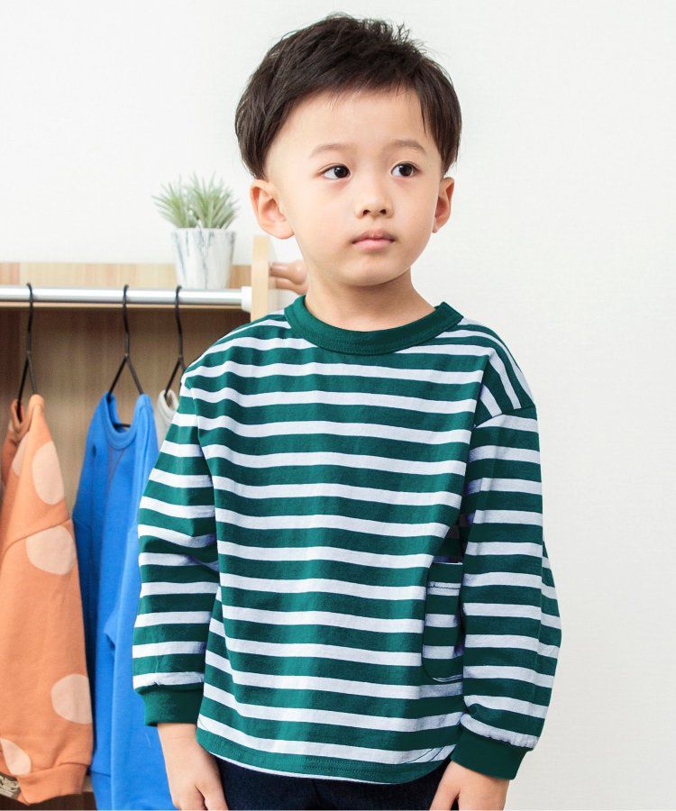 日本 BREEZE - 正反OK！圓領百搭長袖大學T-橫條紋-黑白