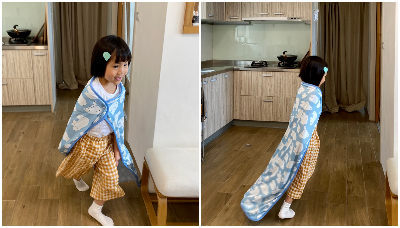 日本 DAIKAI - 3way 接觸涼感蓋毯/披肩/小外套-愜意花園-粉藍 (100x70cm)