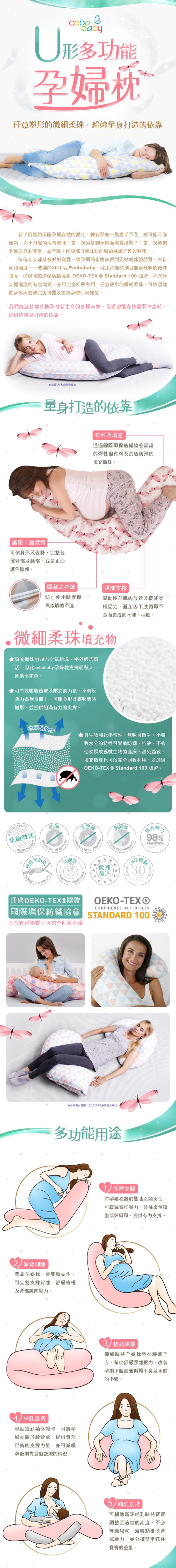 波蘭 Ceba Baby - U型多功能孕婦枕-經典花環