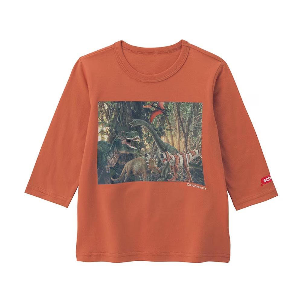 日本千趣會 - Schleich系列 印花七分袖上衣-叢林-橙