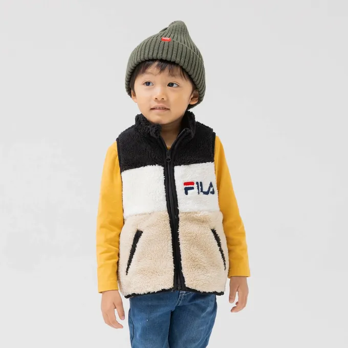 日本 Chil2 - FILA聯名 保暖絨毛背心-粉紫