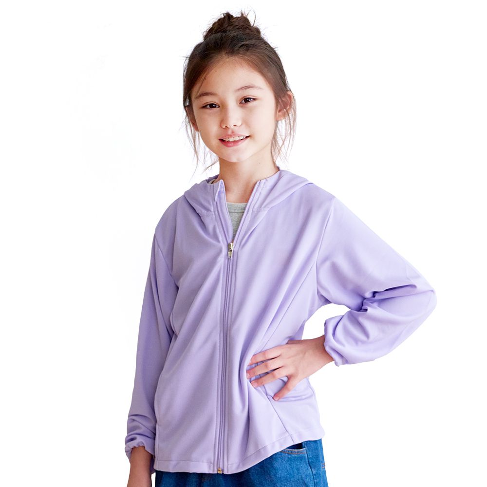 GIAT - A級防曬吸濕排汗連帽外套(兒童款)-淺紫