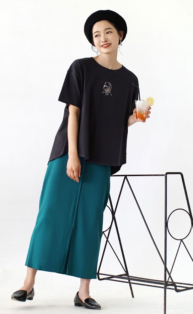 日本 zootie - 前開衩彈性修身鉛筆裙-米杏