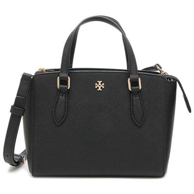 Tory Burch - 雙T-LOGO素面皮革兩用包 (黑)