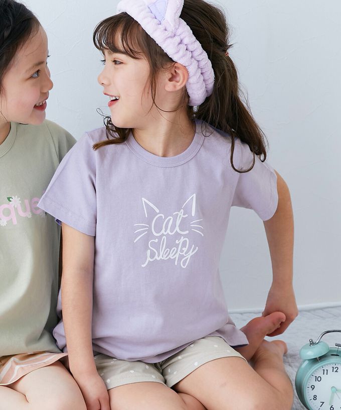 日本 devirock - 100%棉 短袖家居服/睡衣套裝-標語格子-綠灰系