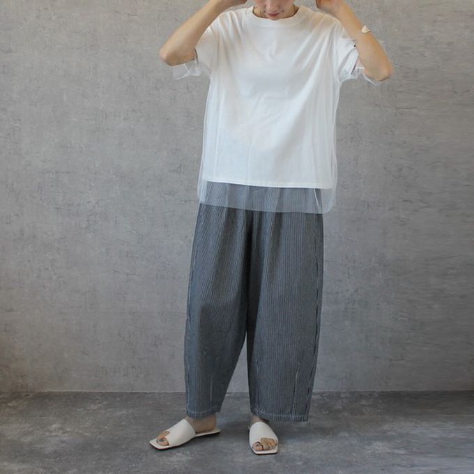 日本女裝代購 - [熱銷款] 超藏肉休閒錐形美腿褲-丹寧-深藍