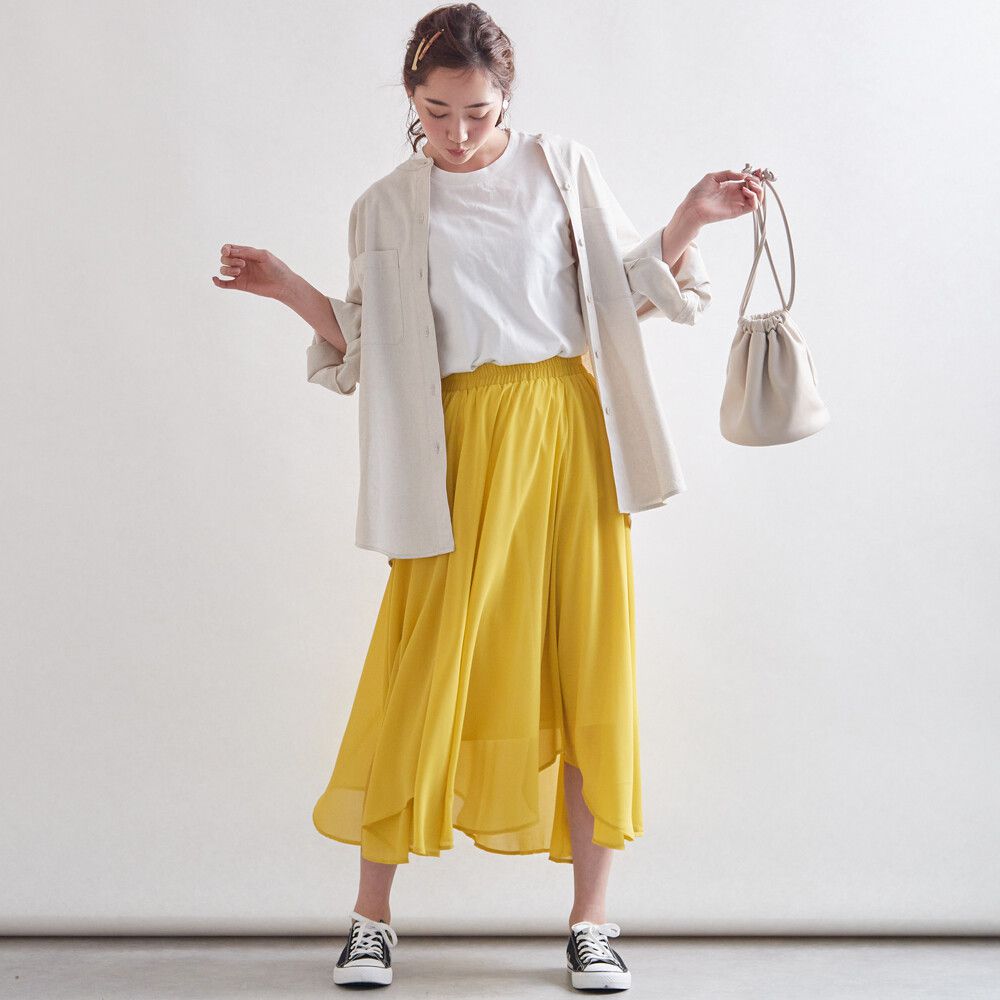 日本女裝代購 - 不規則裙擺雪紡飄逸長裙-淺灰