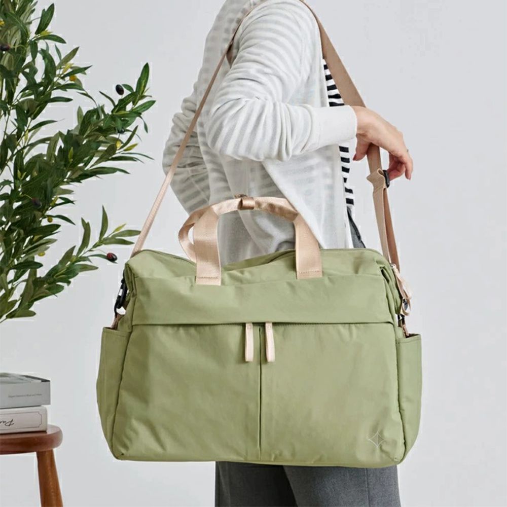 旅行系列 輕量防潑水3way多口袋波士頓包-煙燻綠