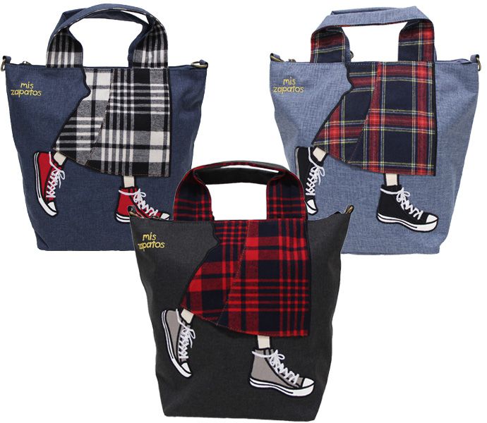 mis zapatos - 2way美腿後背包(尼龍)-牛仔裙-NV海軍藍 (30*21*15cm)