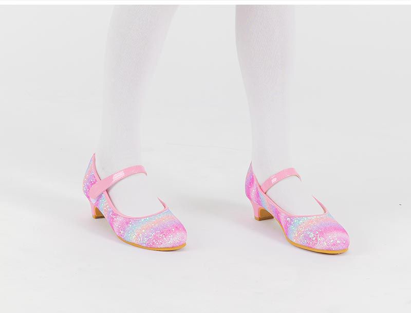 韓國 OZKIZ - 夢幻人魚色亮粉低跟皮鞋