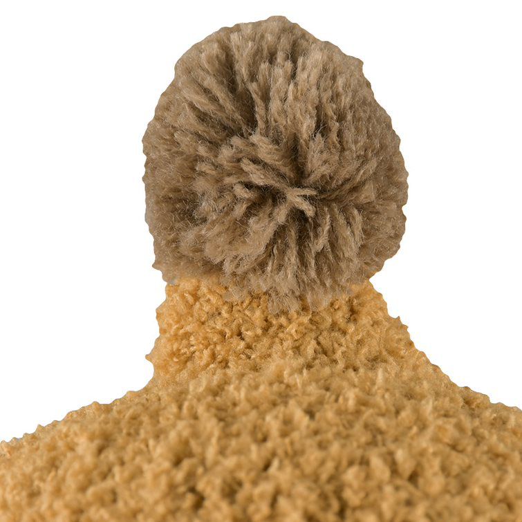 akachan honpo - 毛茸茸毛球針織帽-芥末黃色