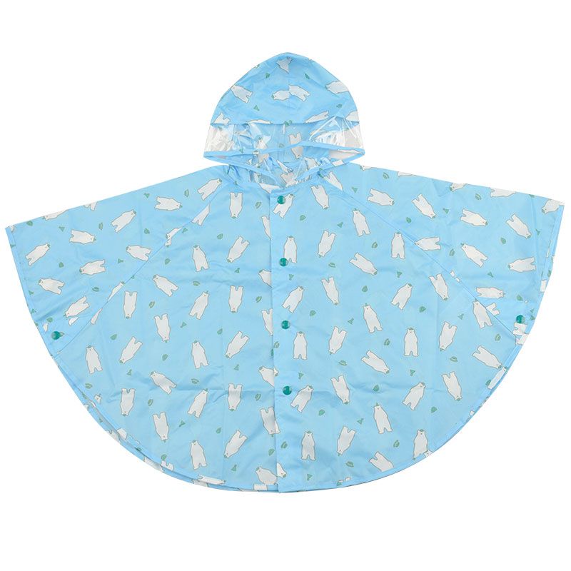 akachan honpo - 短斗篷式雨衣-白熊-淺藍色 (80~95cm)