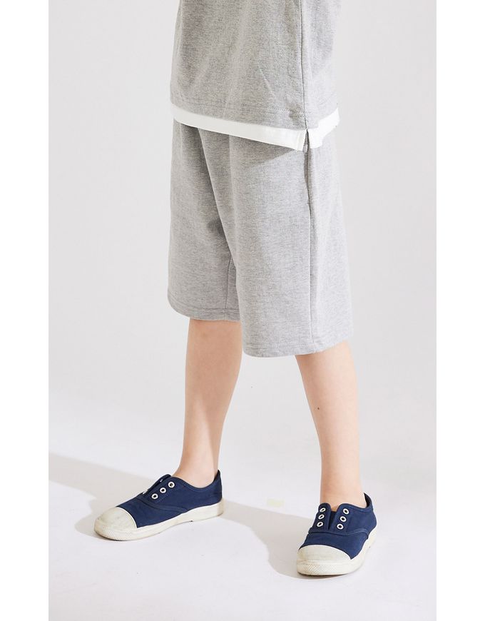 韓國 INDIVIDUEL - 好搭配休閒風五分褲-米灰