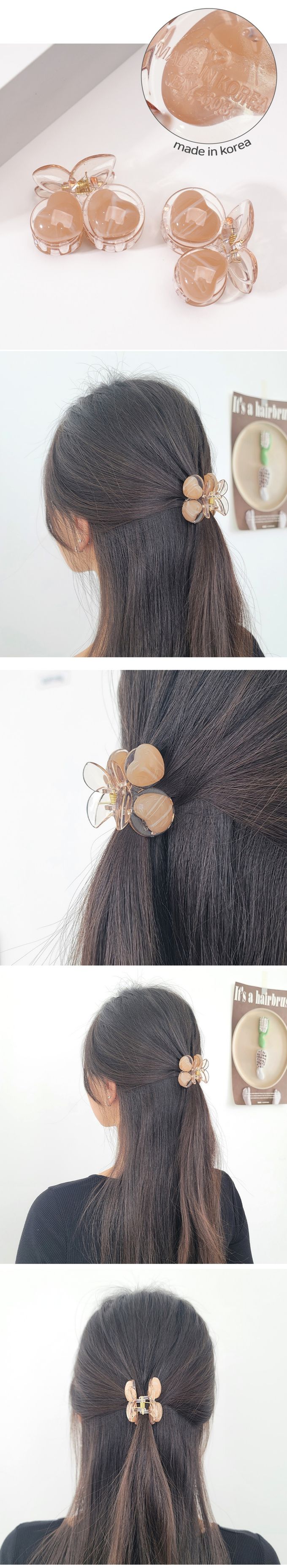 韓國 Soo&Soo - 正韓製立體櫻桃髮夾-奶茶