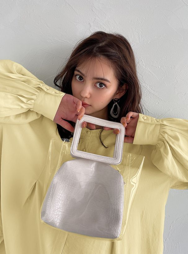 日本 GRL - 飄逸柔軟澎澎袖長版襯衫-奶油黃 (F)