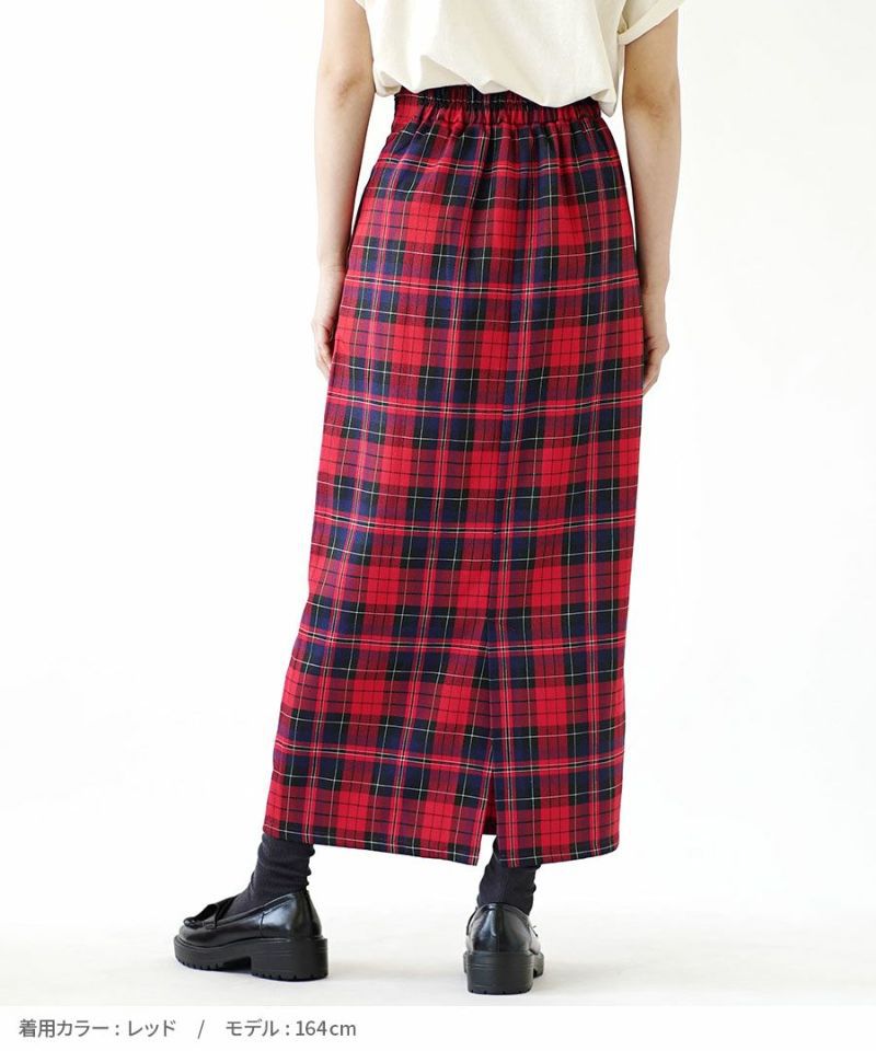 日本 zootie - 學院風格紋修身鉛筆裙-酒紅