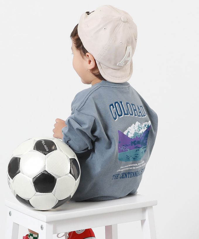 日本 devirock - 100%棉 定番印花長袖上衣-NEW YORK-寶藍