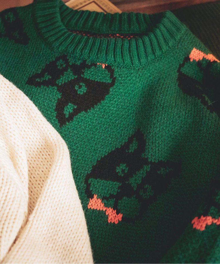 日本 BREEZE - 童趣印花柔軟針織毛衣-微笑-黑