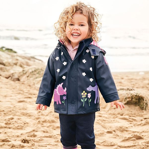 英國 JoJo Maman BeBe - 防風雨水手外套/雨衣-恐龍花園