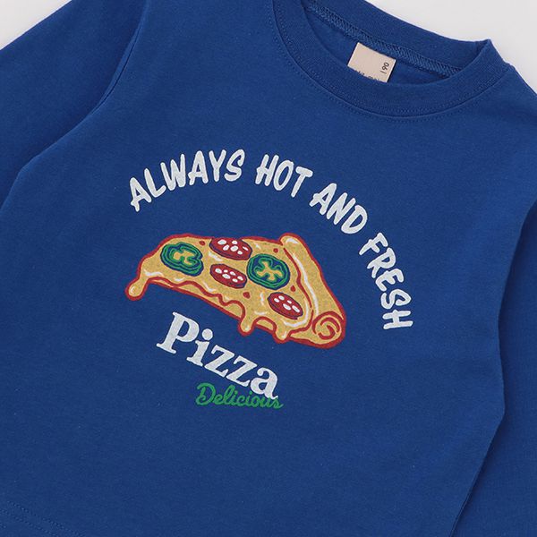 日本 petit main - 男孩俏皮長袖上衣-消防車-雜灰