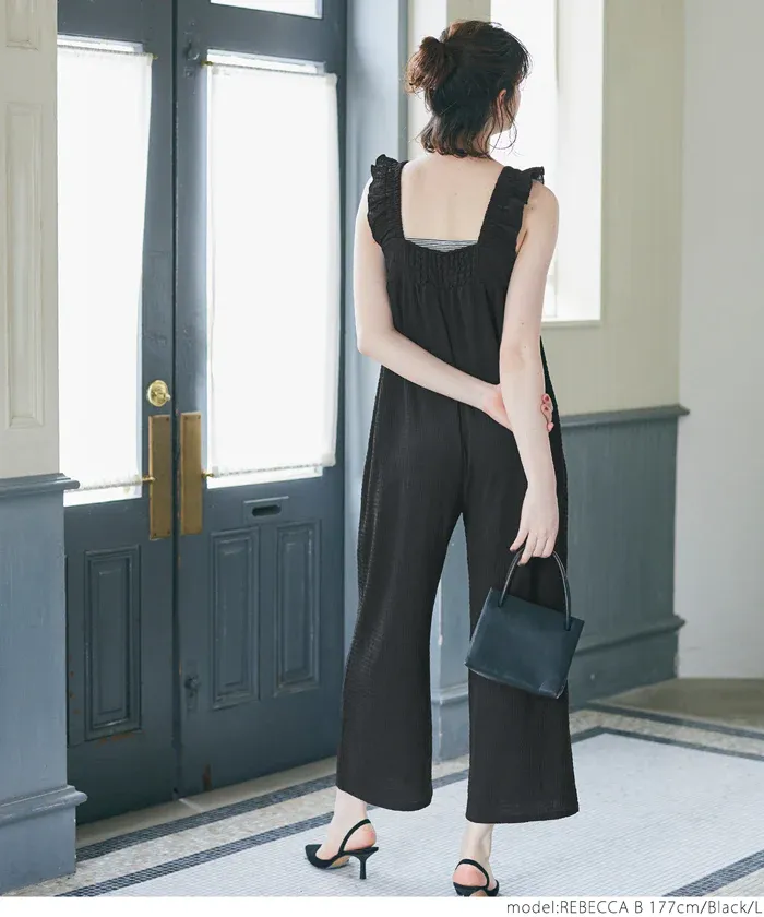 日本 COCA - 可愛百搭垂墜感吊帶褲-黑