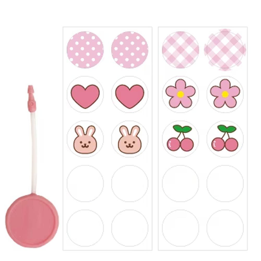 日本 KAWAGUCHI - 日本製 方便識別的姓名扣環(含貼紙20枚)-粉紅