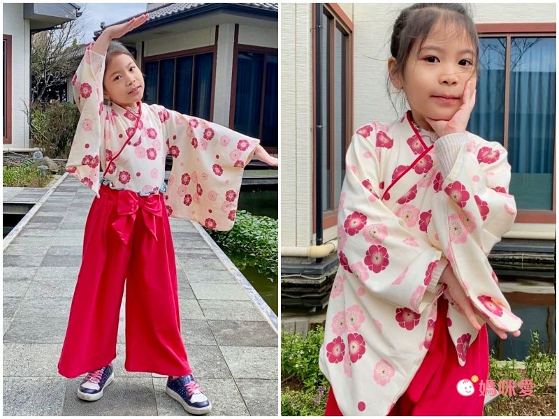 日本 Chil2 - 純棉日本傳統袴/和服(兩件式)-箭羽-紅